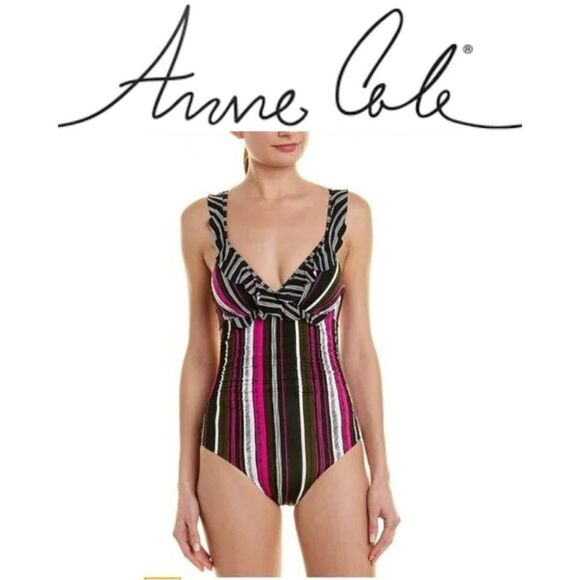Anne Cole Size 14 Mult colorOne Piece Swimsuit